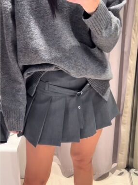 Zara Dark Gray Pleated Mini Skort